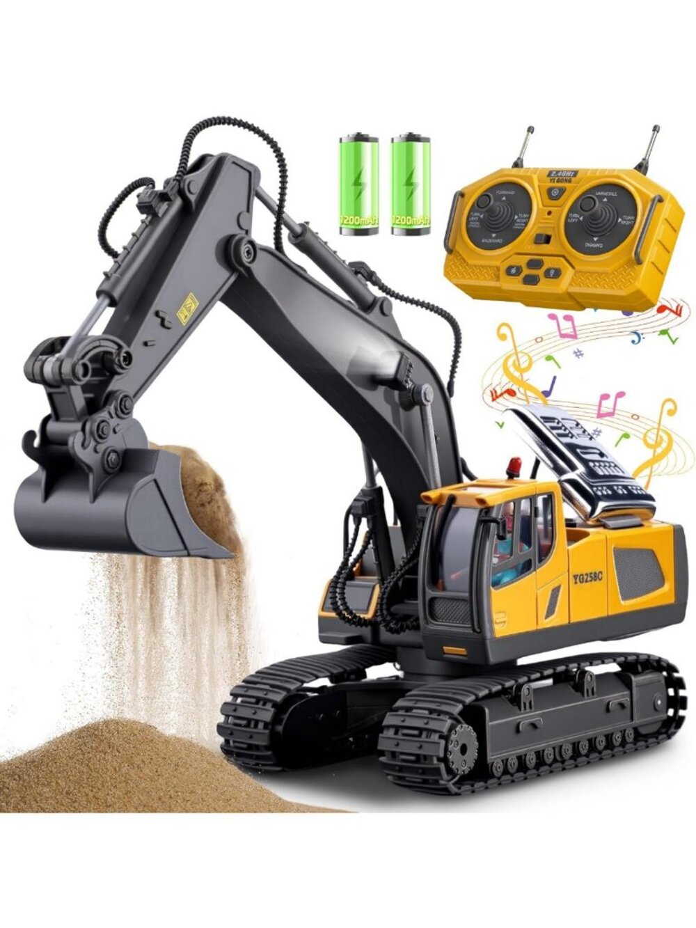 11-Channel Remote Control Excavator Toy - 1:20 Scale Construction Truck